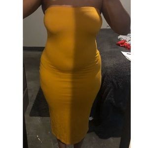 Yellow Strapless Dress
